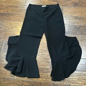 Cynthia Rowley Black Wide Leg Ruffle Pants